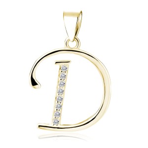 Pandantiv argint placat cu aur galben initiala litera D cu pietre DiAmanti LZ0002G_D-DIA (Argint 925‰ 1,4 g.) Pandantiv argint placat cu aur galben initiala litera D cu pietre DiAmanti LZ0002G_D-DIA (Argint 925‰ 1,4 g.)